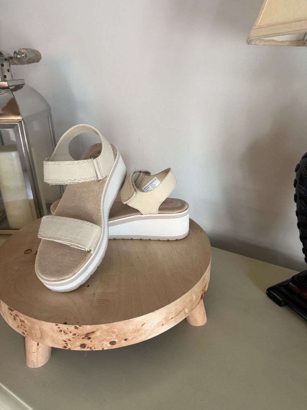 Time and Tru Comfort Wedge Sandal - Cream - Size 8